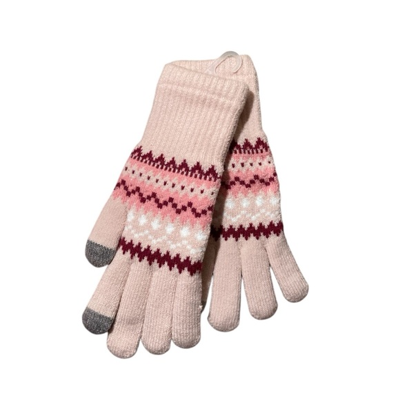 Time And Tru Fair Isle Cherry Blossom Knit Gloves - Picture 7 of 7